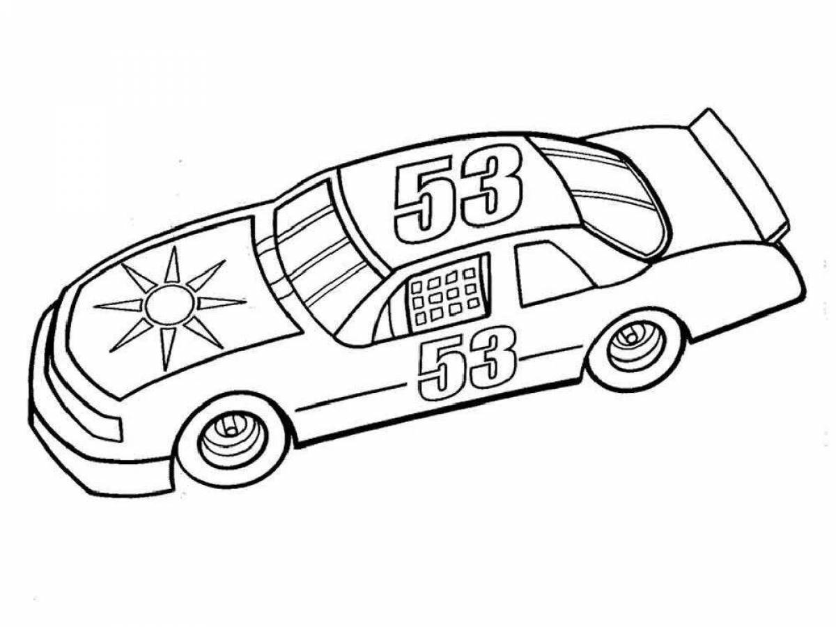 Playful racing coloring book for boys