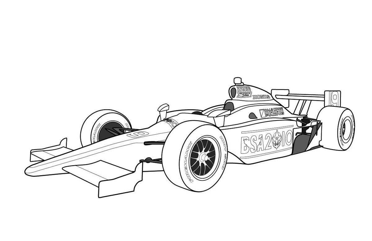 Coloring page energetic racing for boys