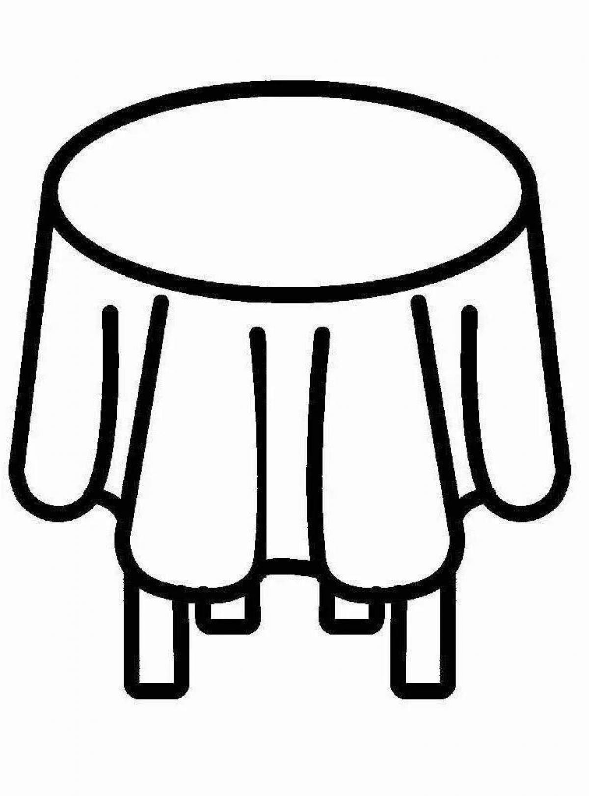 Playful tablecloth coloring page for kids