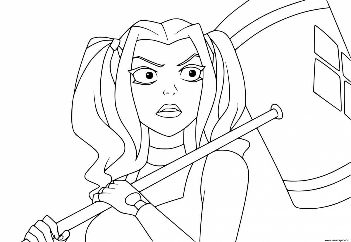 Playful harley quinn coloring page for kids