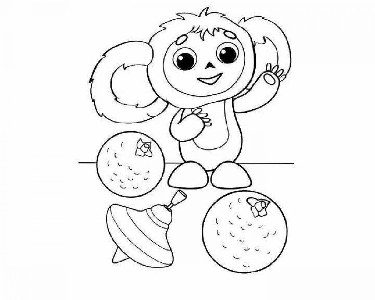 Joyful cheburashka coloring book for children 4-5 years old