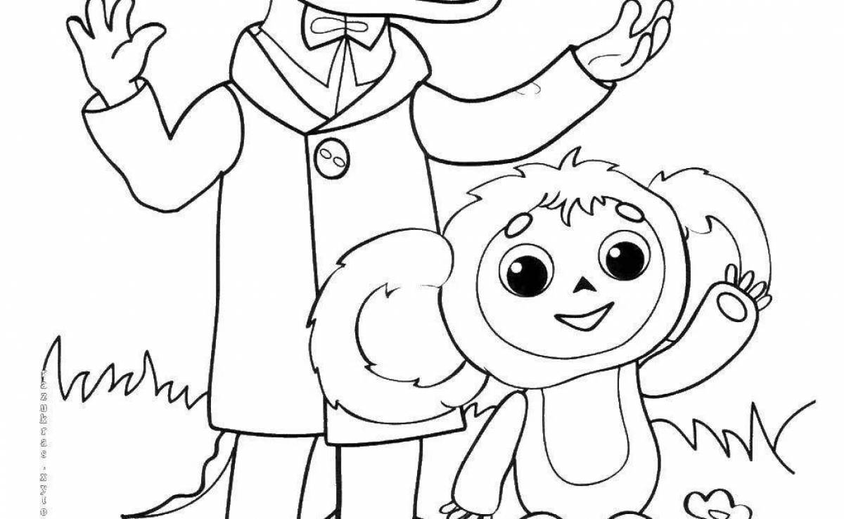 Playful cheburashka coloring book for preschoolers