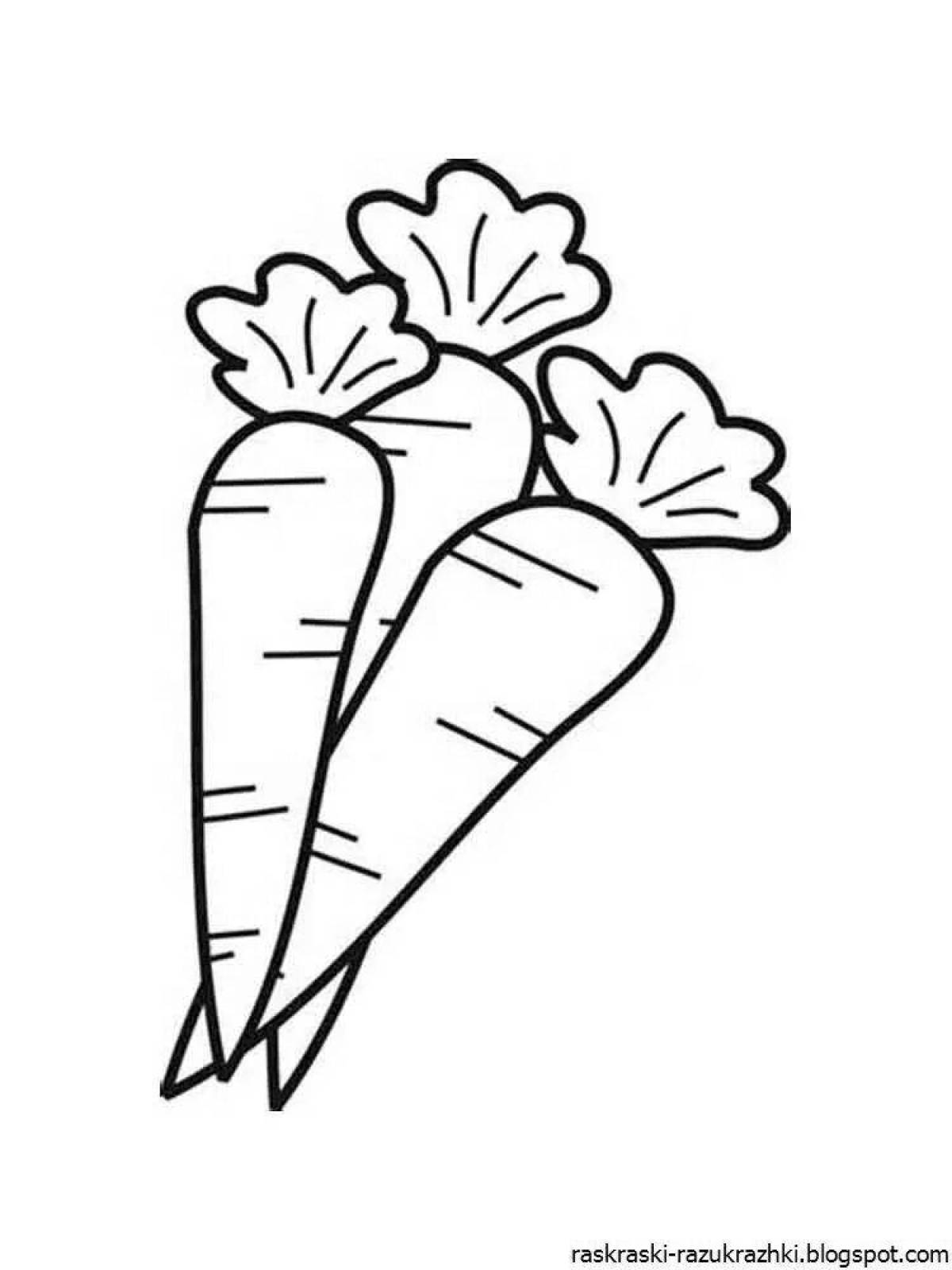 Красочная морковная раскраска для детей 2-3 лет