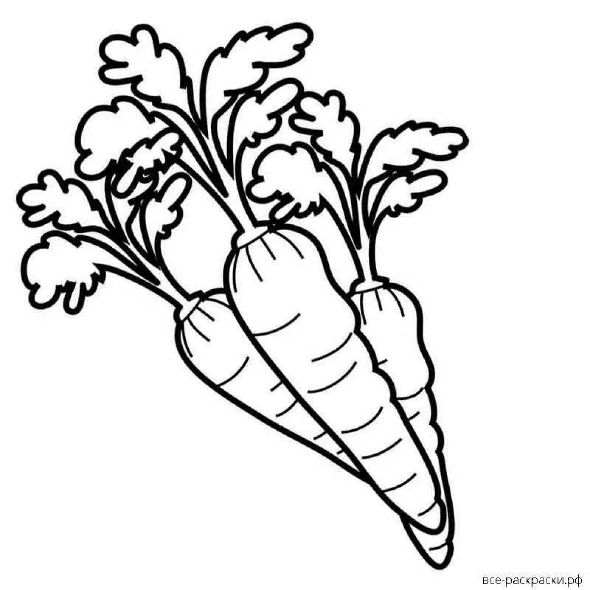 Веселая морковная раскраска для дошкольников 2-3 лет