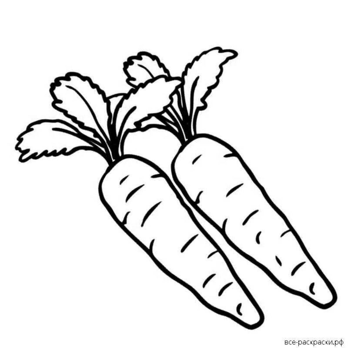 Очаровательная морковная раскраска для дошкольников 2-3 лет