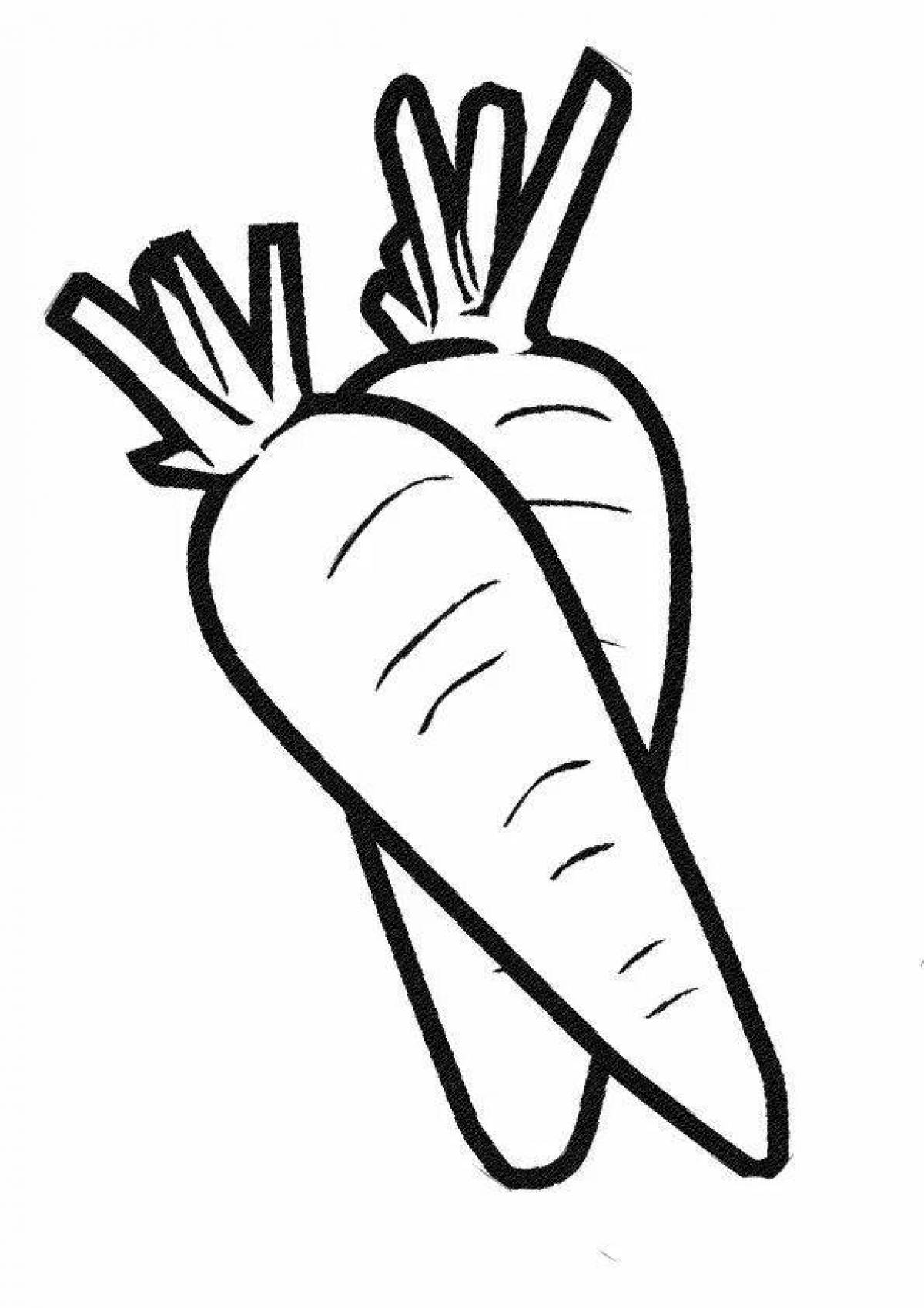 Восхитительная морковная раскраска для дошкольников 2-3 лет