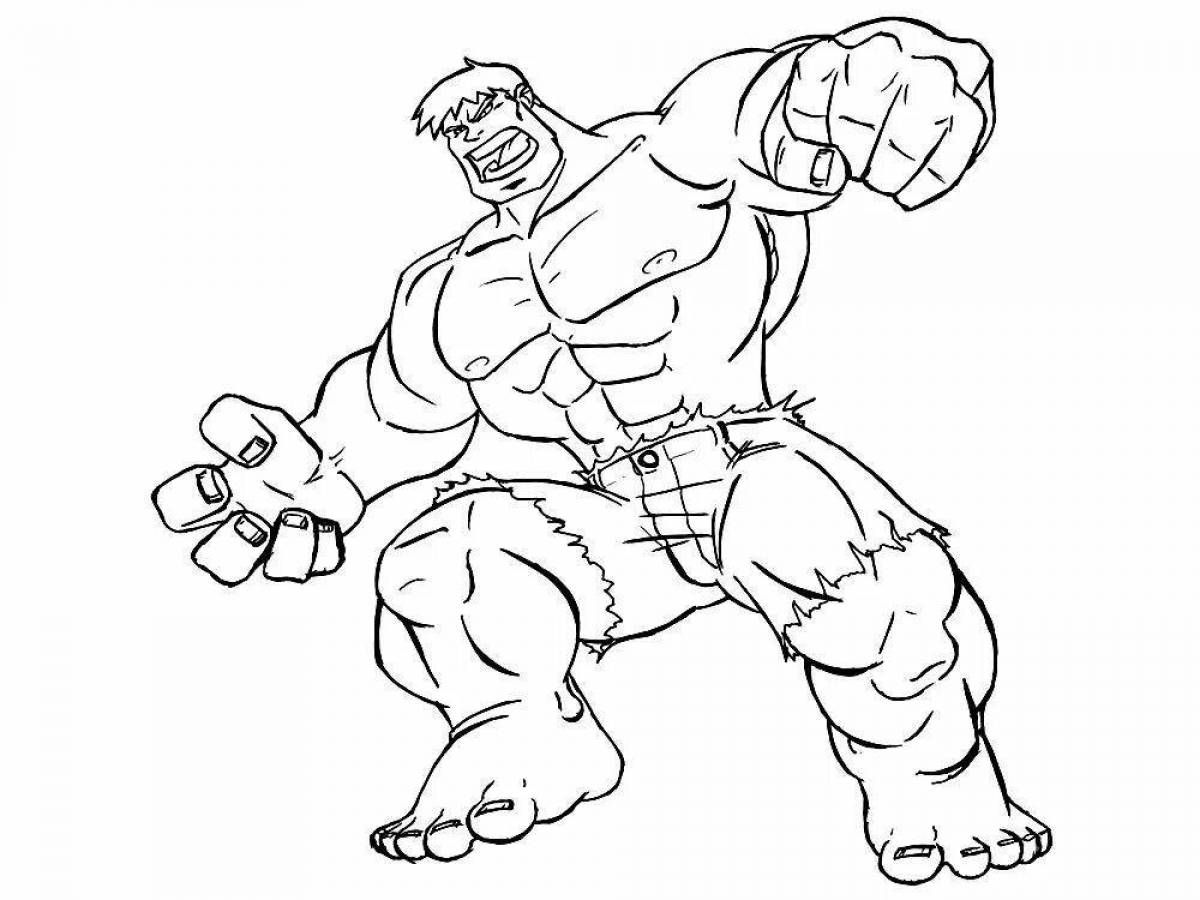 Coloring funny hulk for children 6-7 years old