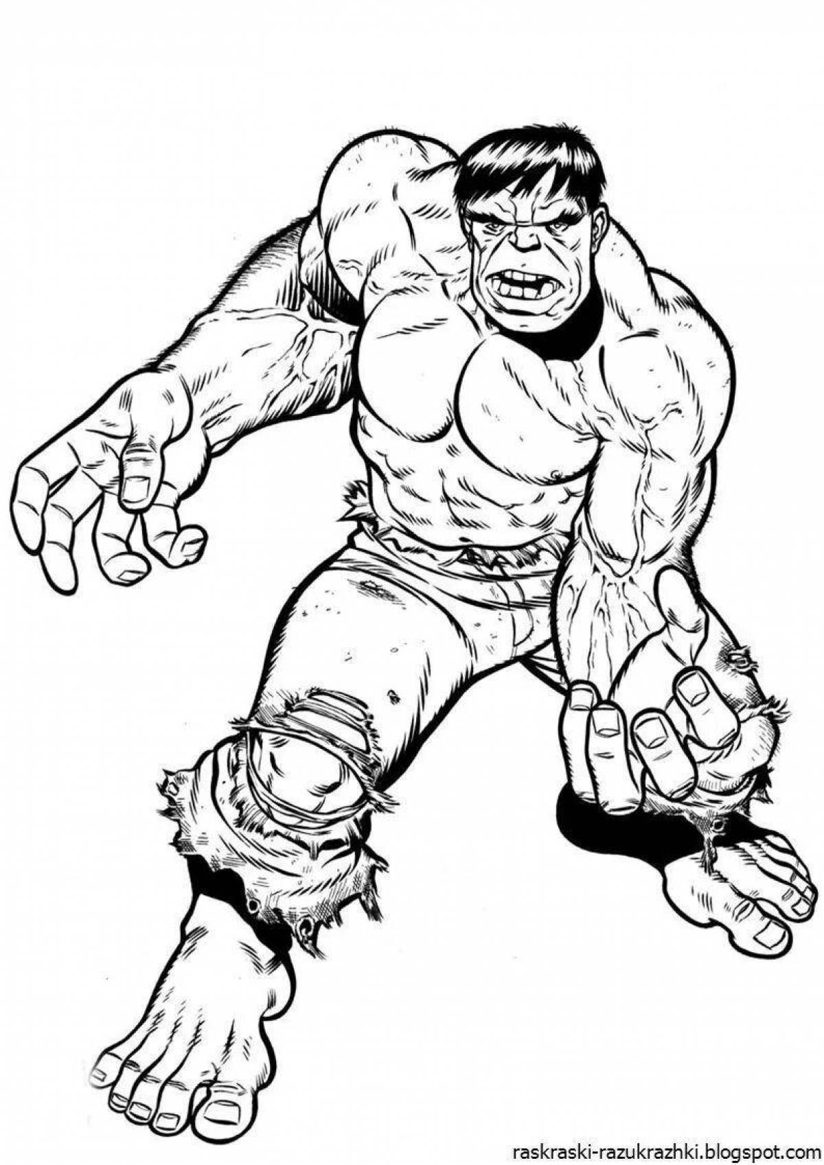 Fabulous Hulk coloring page for children 6-7 years old