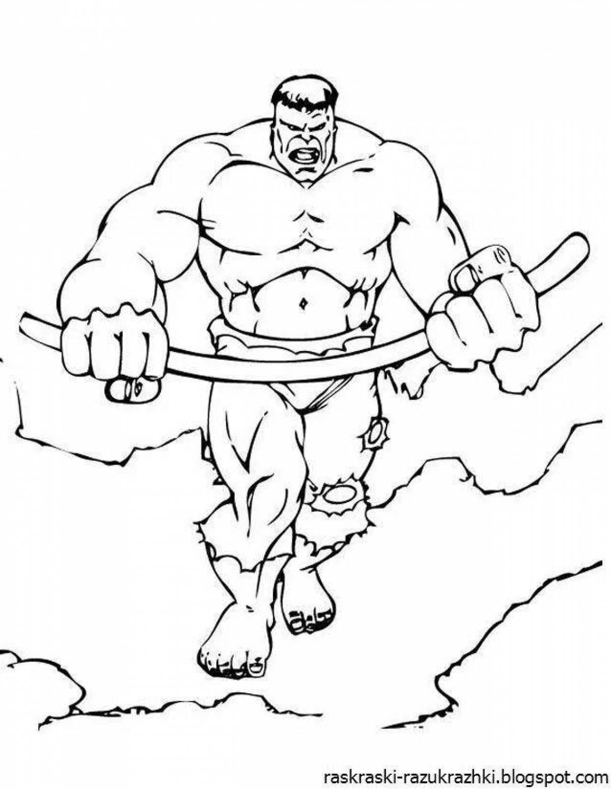 Amazing Hulk Coloring Page for 6-7 year olds