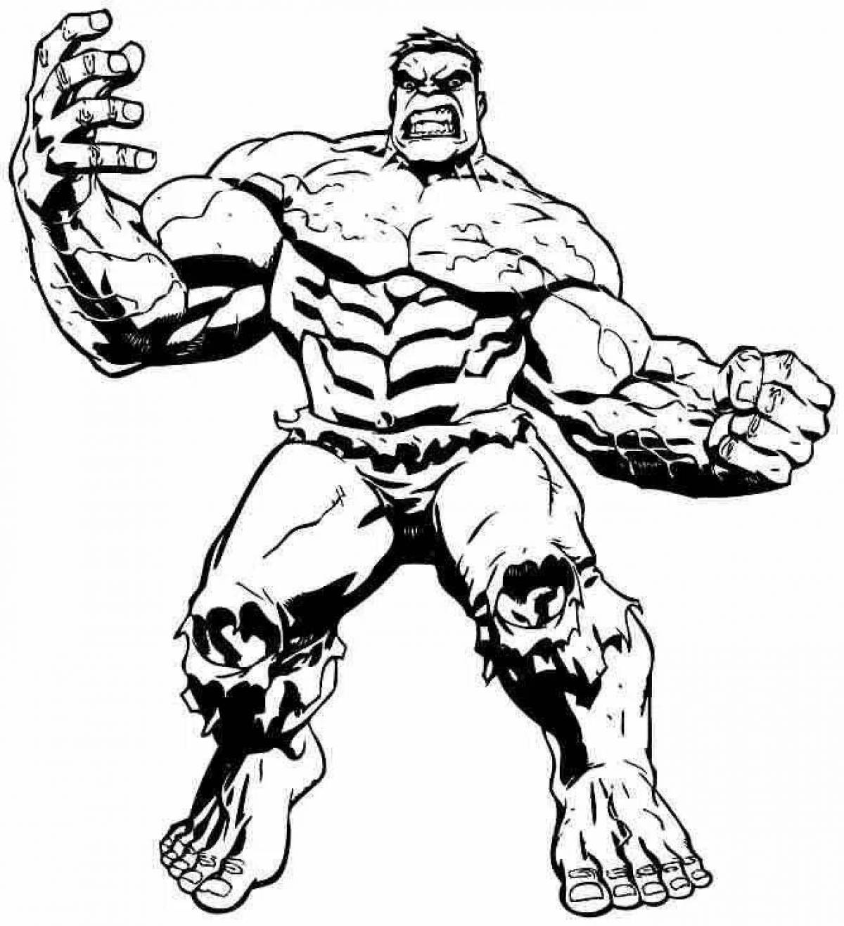 Amazing Hulk Coloring Page for 6-7 year olds