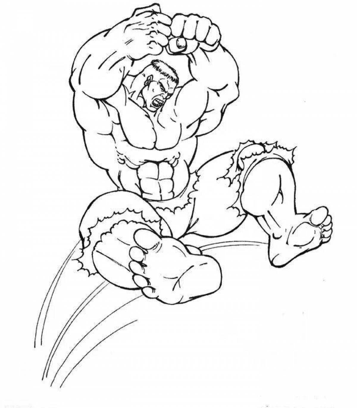 Adorable Hulk coloring page for children 6-7 years old