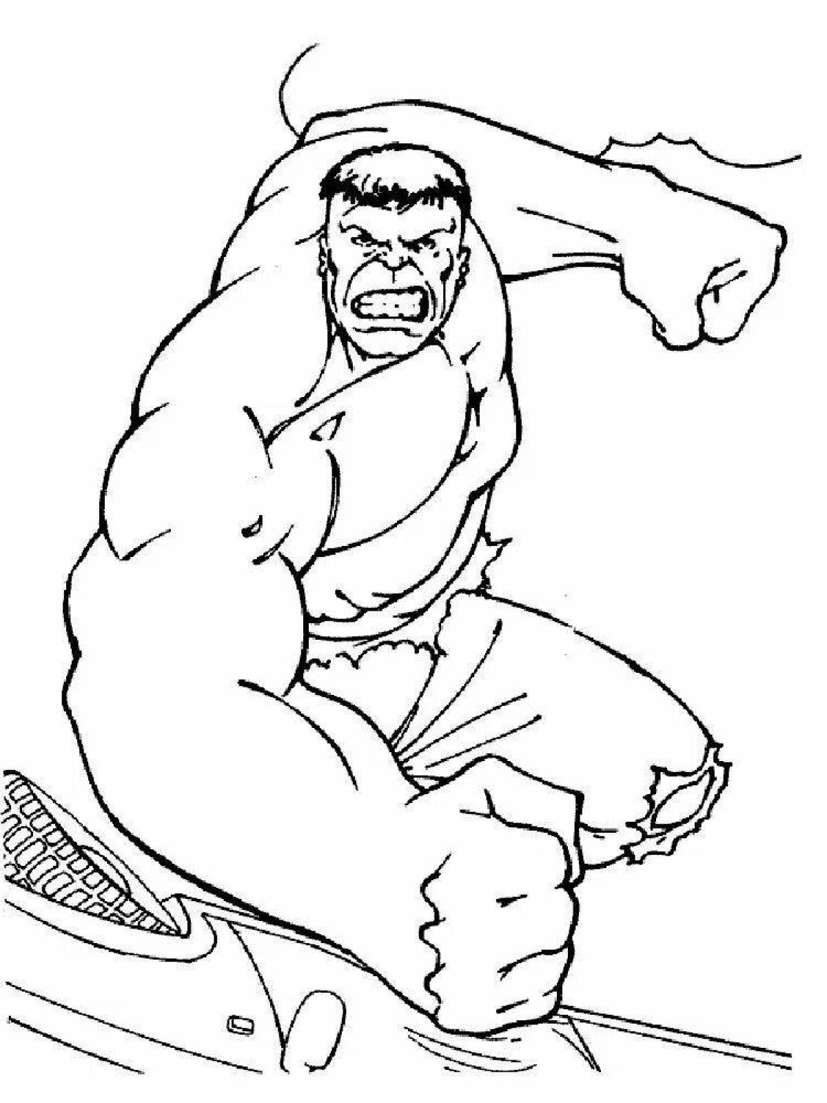 Humorous Hulk coloring book for kids 6-7 years old