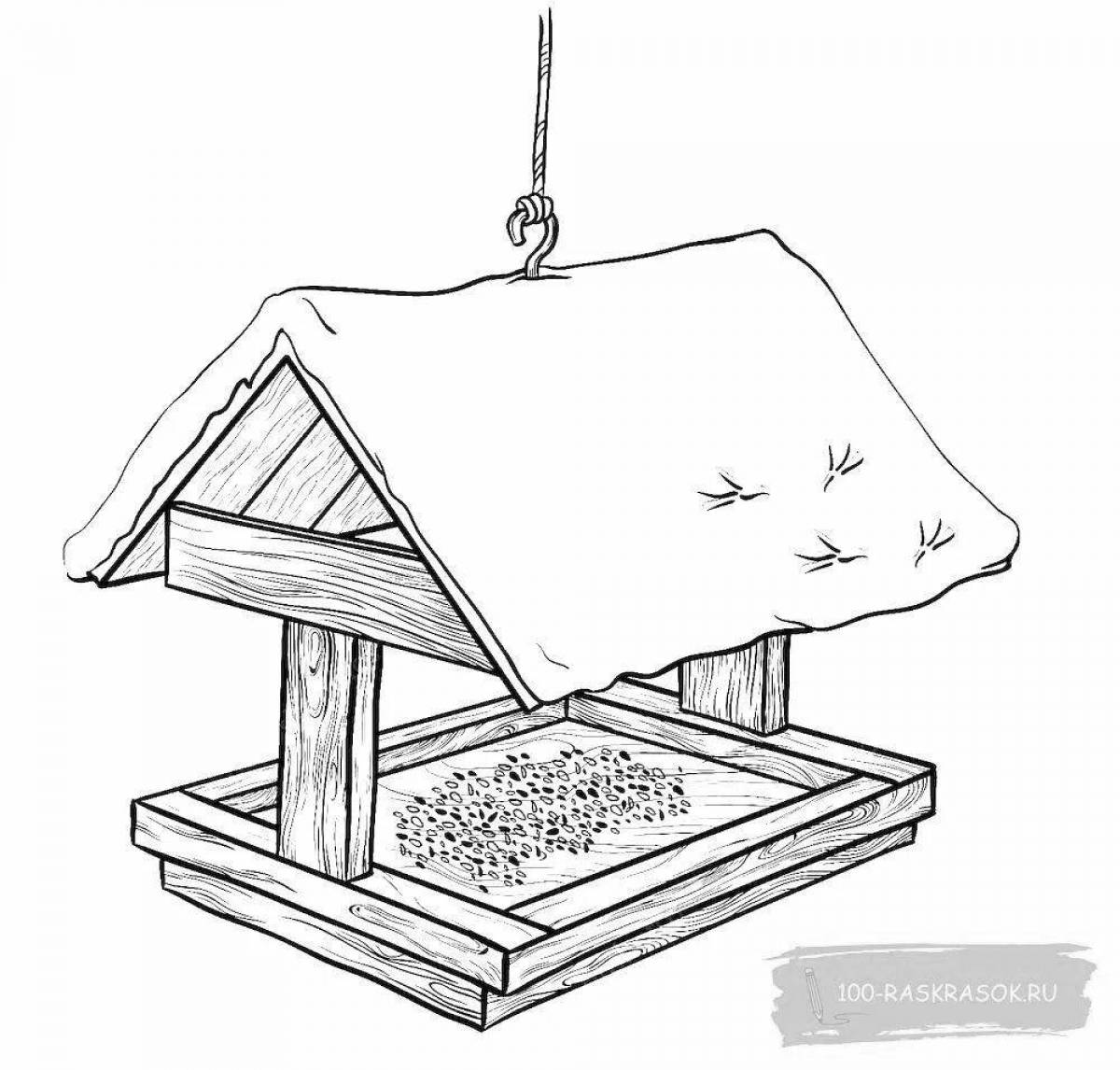 Perfect bird feeder coloring page for toddlers