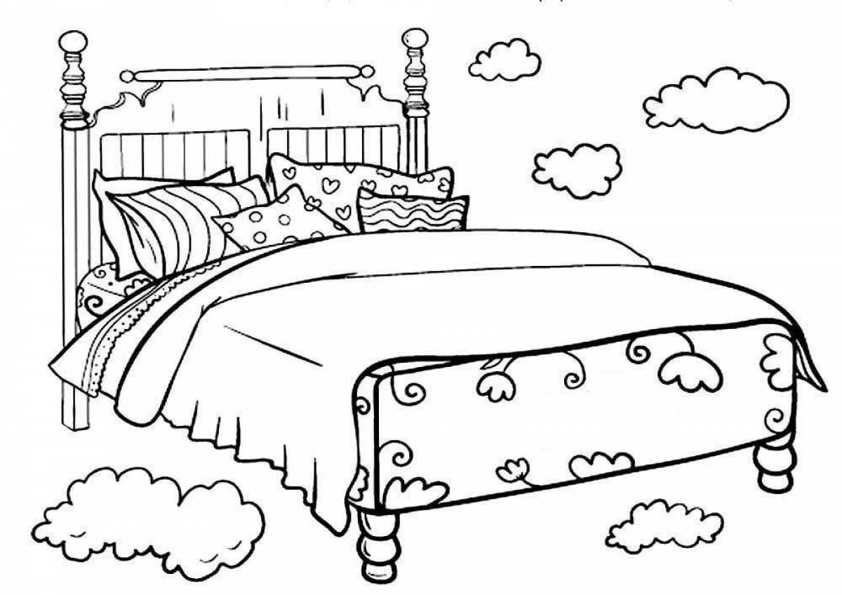 Раскраска мечтательная кроватка