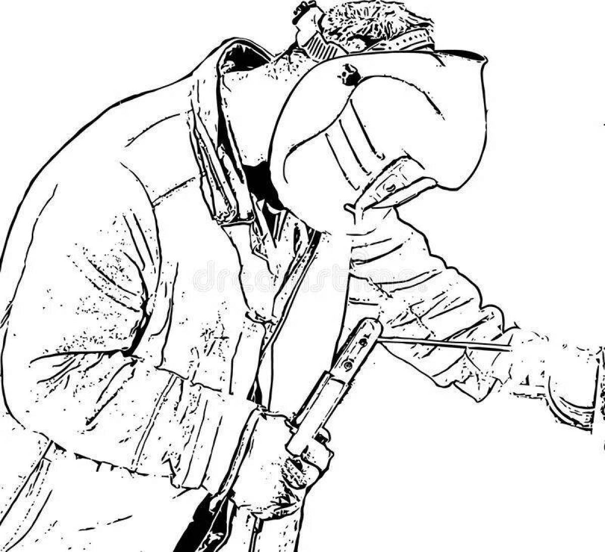 Vibrant welder coloring page