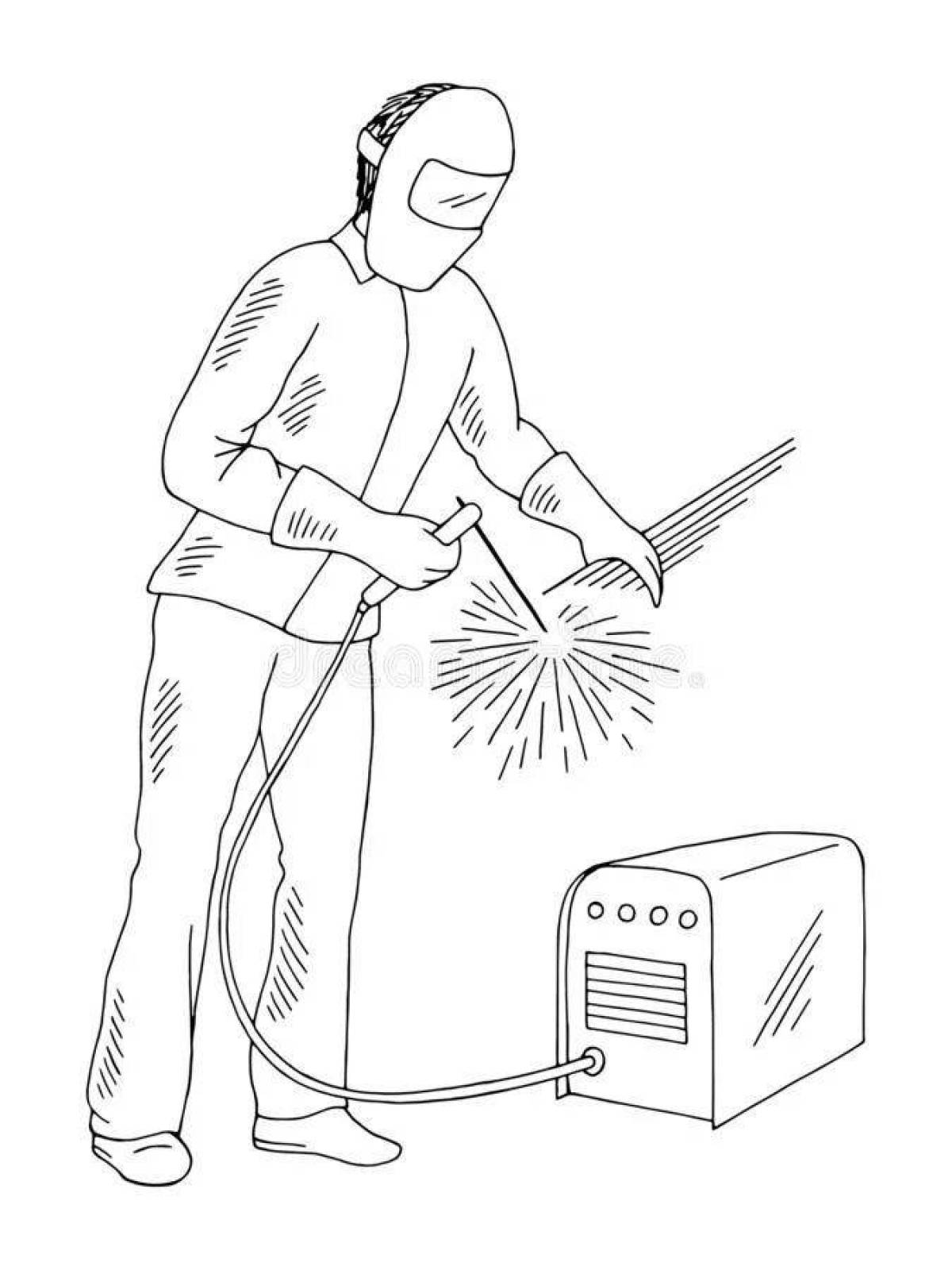 Animated welder coloring page