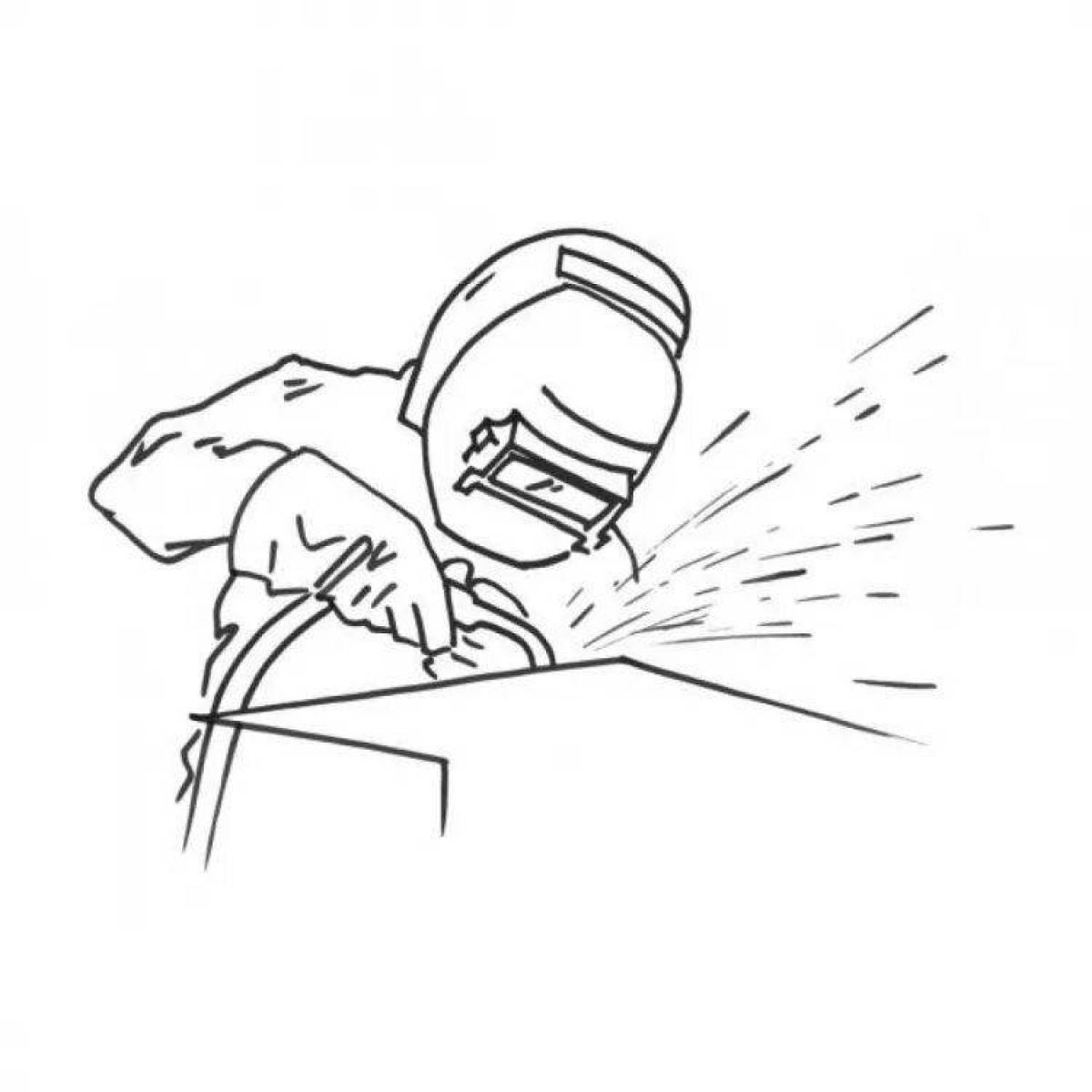 Courageous welder coloring page