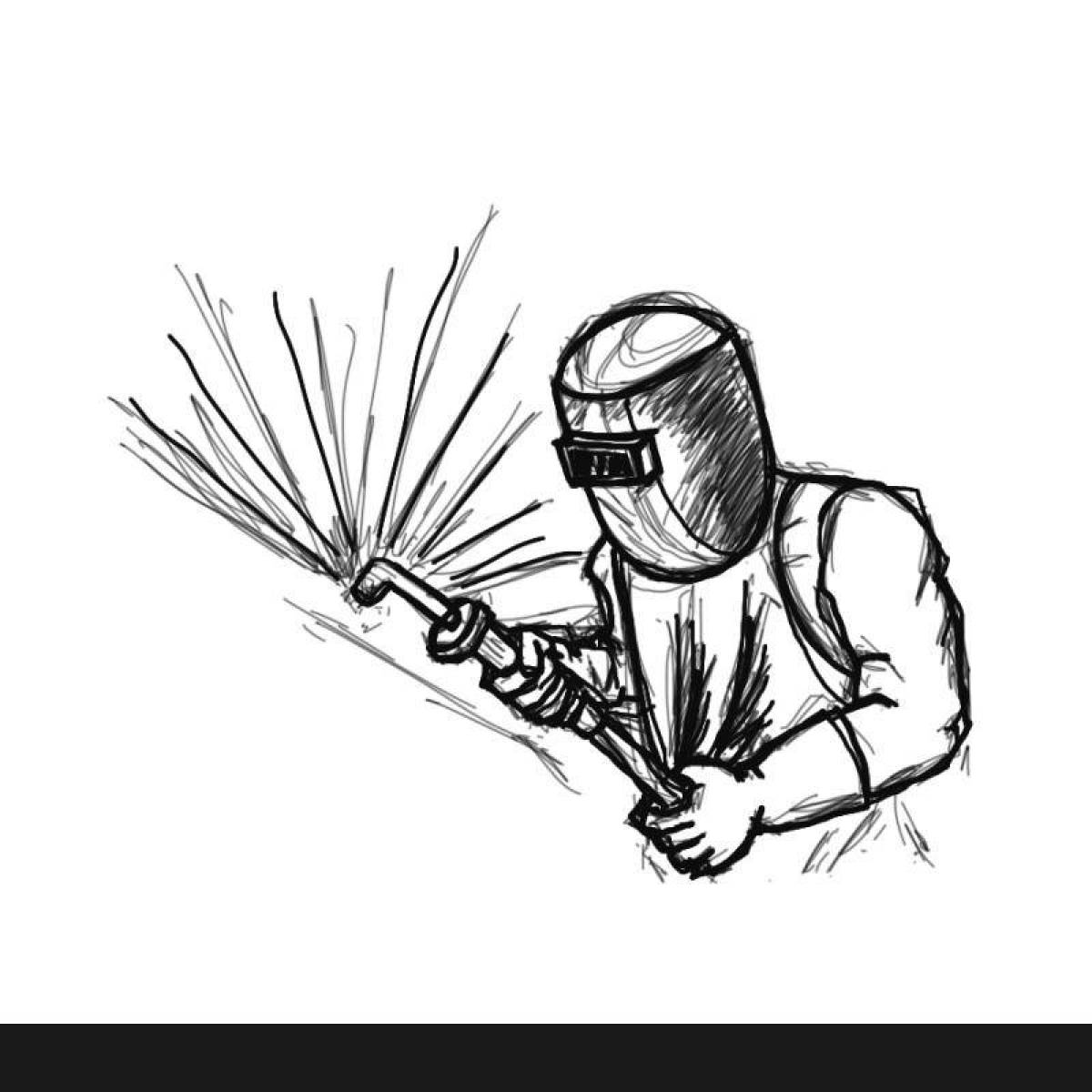 Artistic welder coloring page