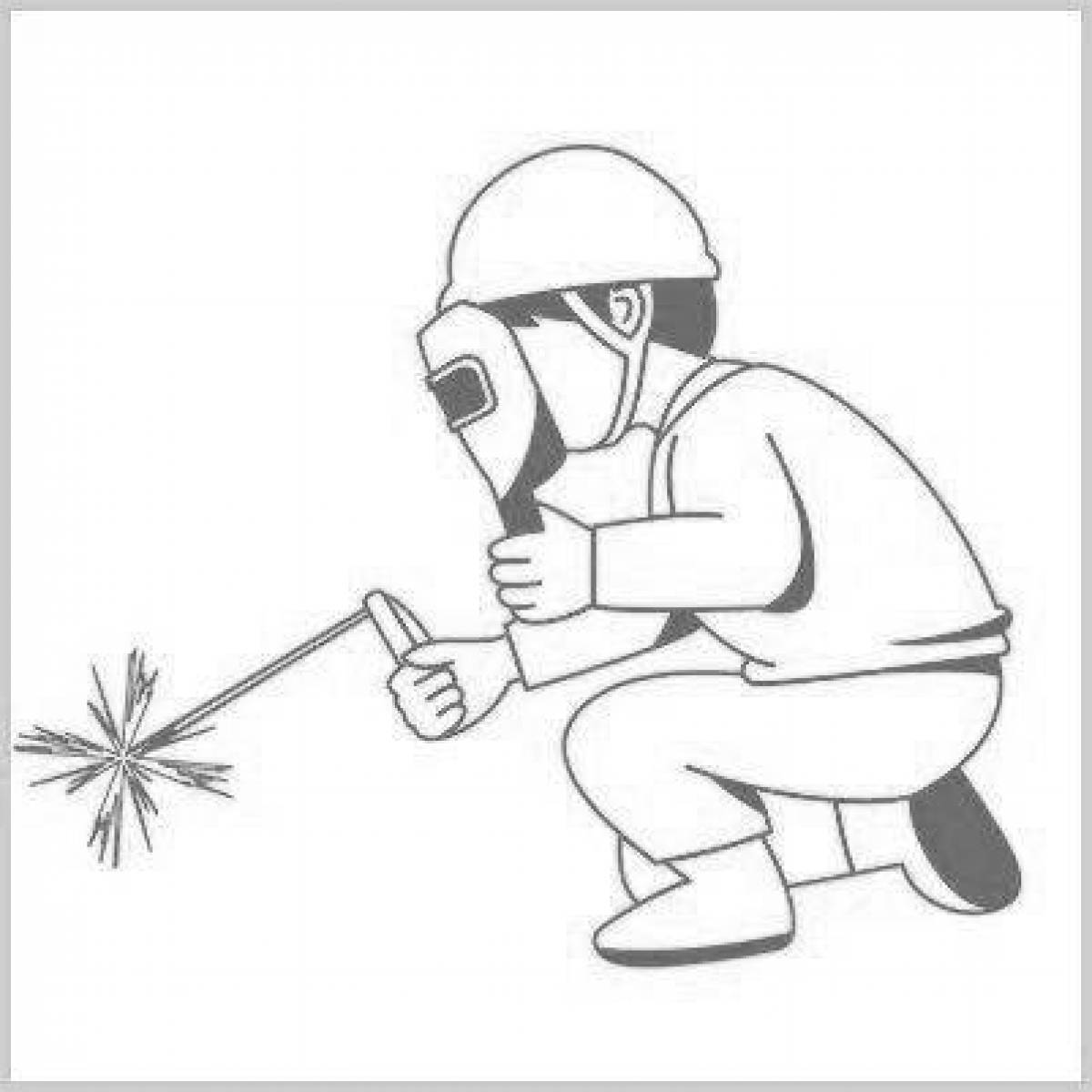 Mysterious welder coloring page