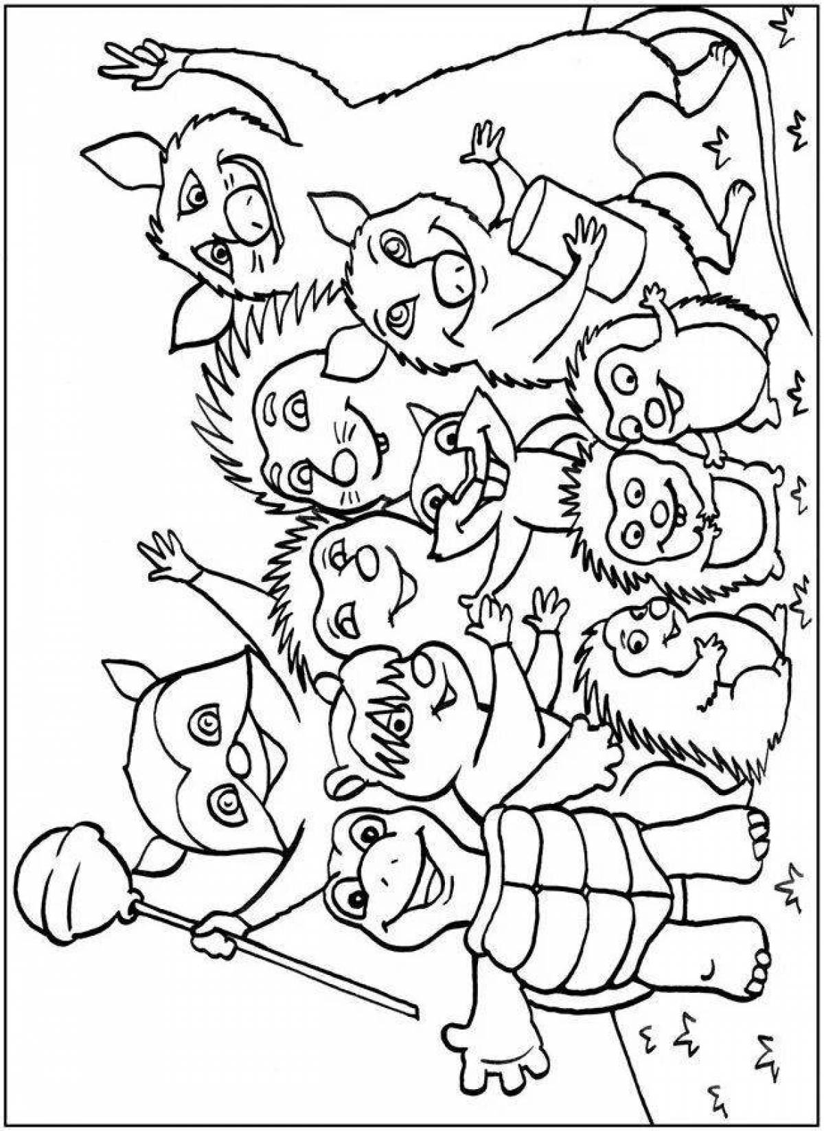 Playful jumble coloring page