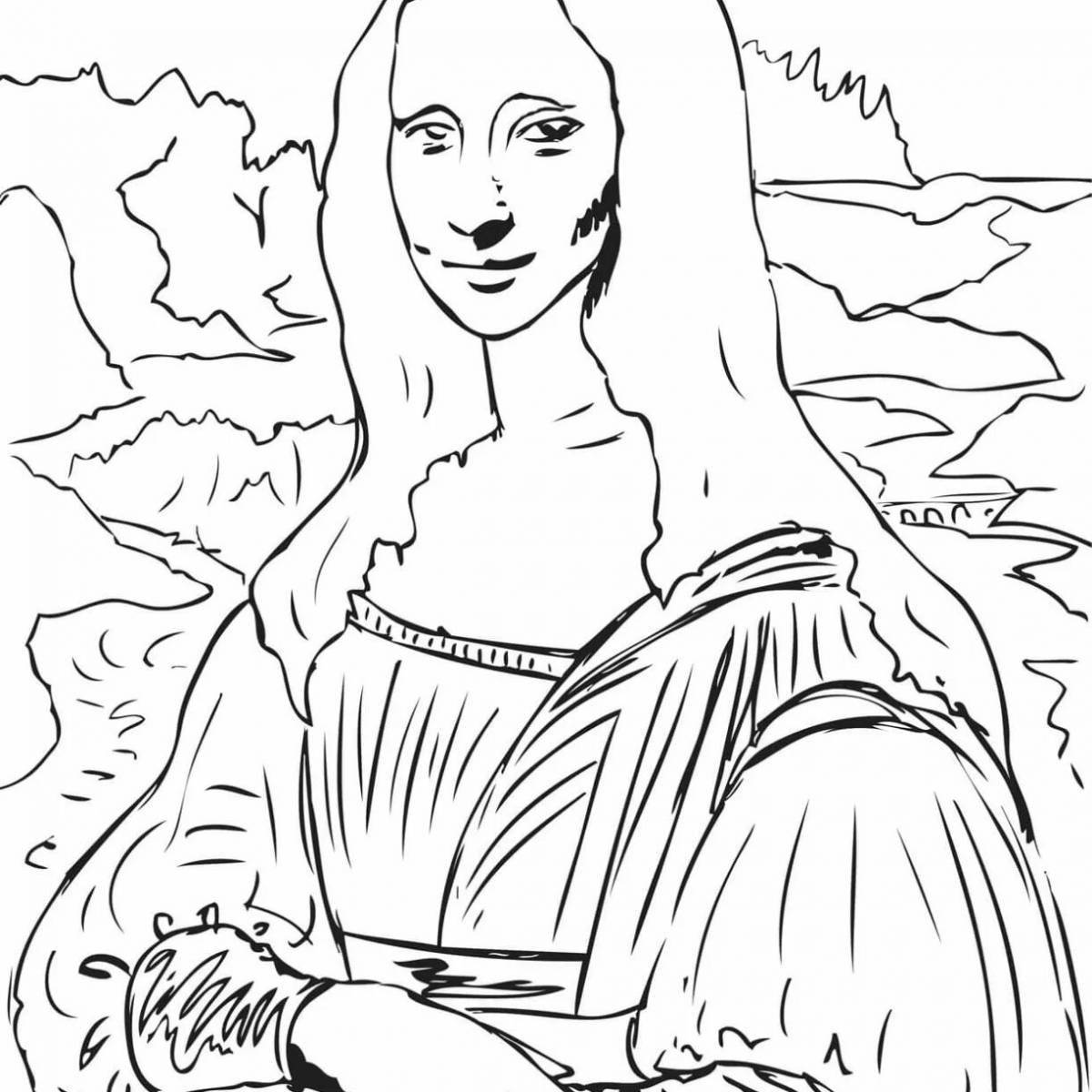 Мона Лиза Леонардо да Винчи раскраска