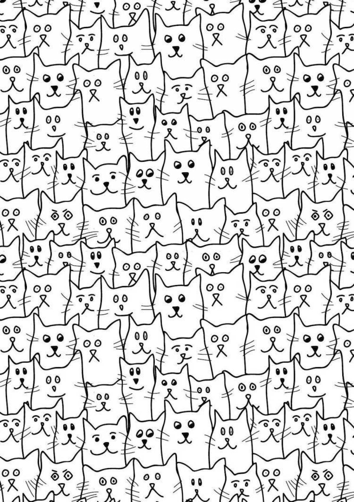 Adorable coloring book with lots of cats