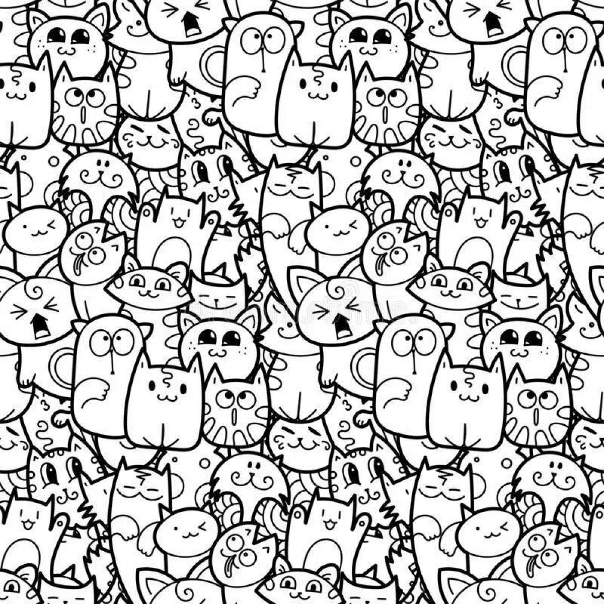 Fun coloring book with lots of cats