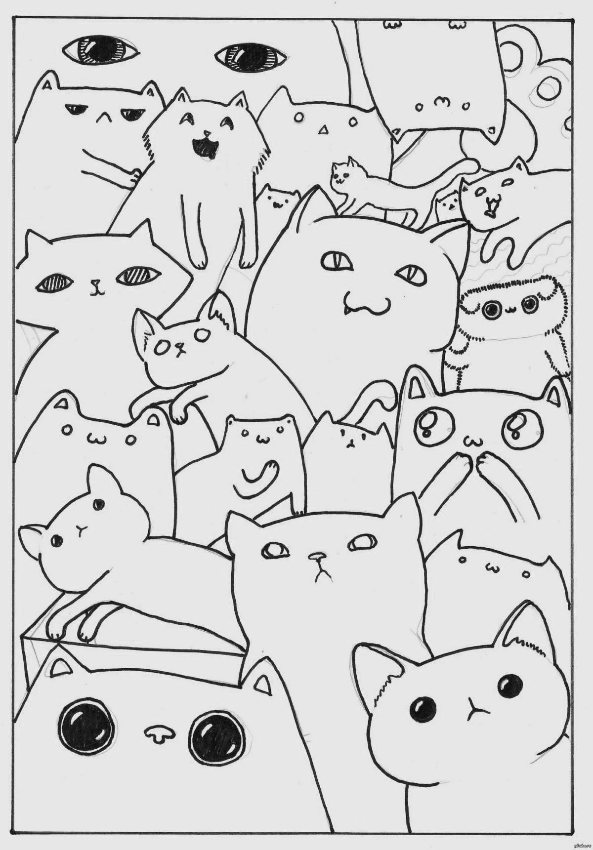 Fun coloring book with lots of cats