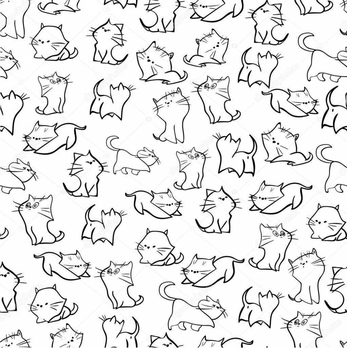 Великолепная раскраска с множеством кошек