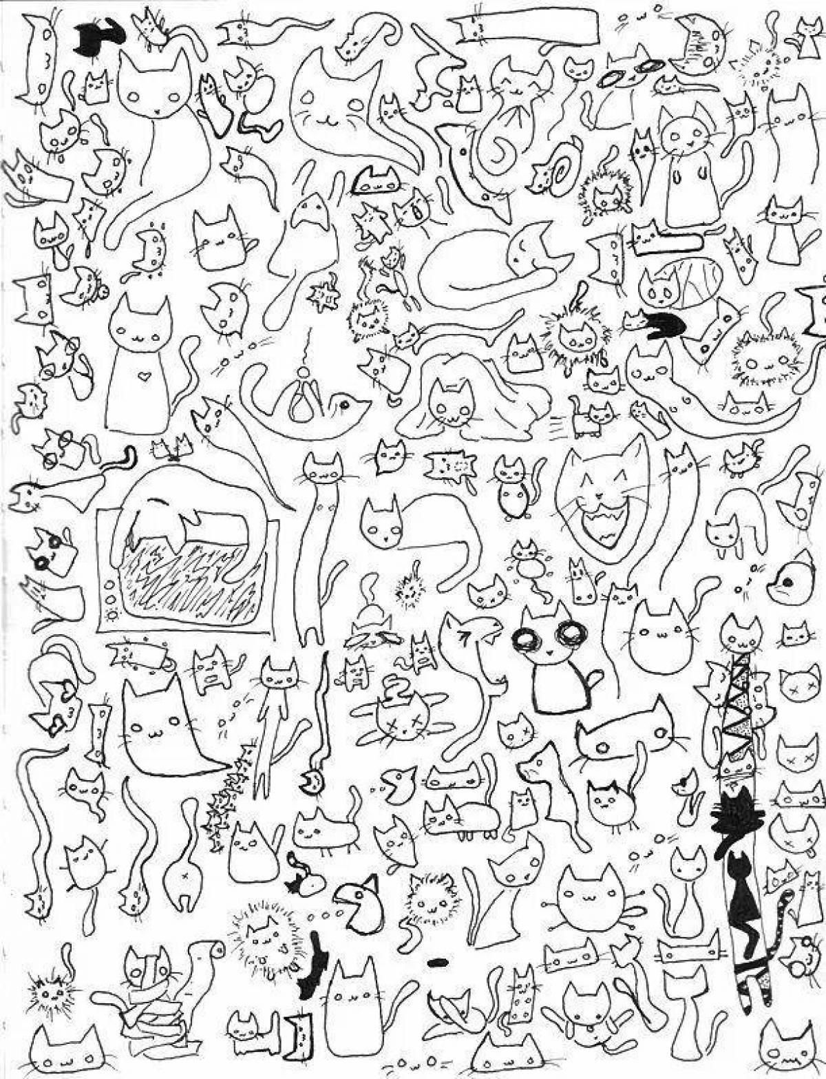 Lovely coloring book with lots of cats