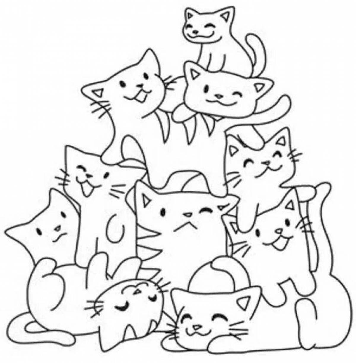 Amazing coloring book with lots of cats