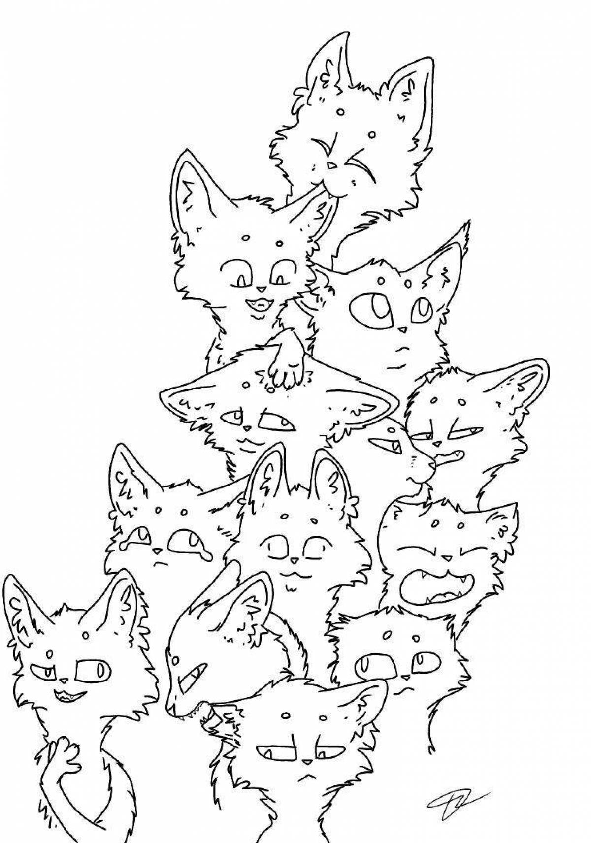 Great coloring page with lots of cats
