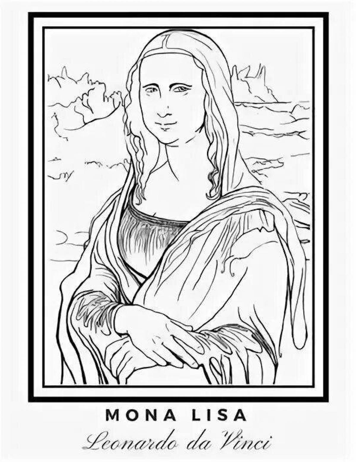Mona Lisa's colorful coloring page