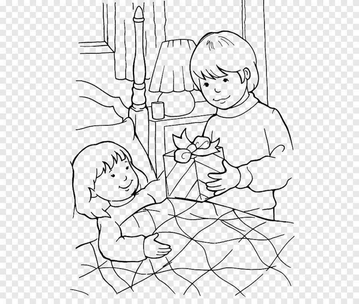 Coloring page comfort with good deeds
