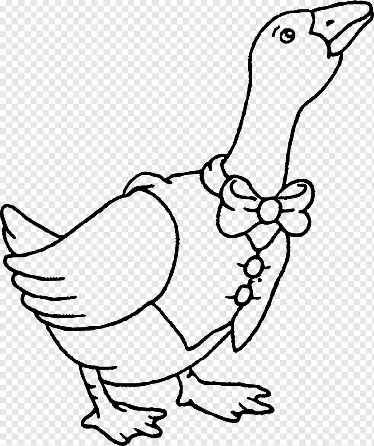 Playful goose coloring page
