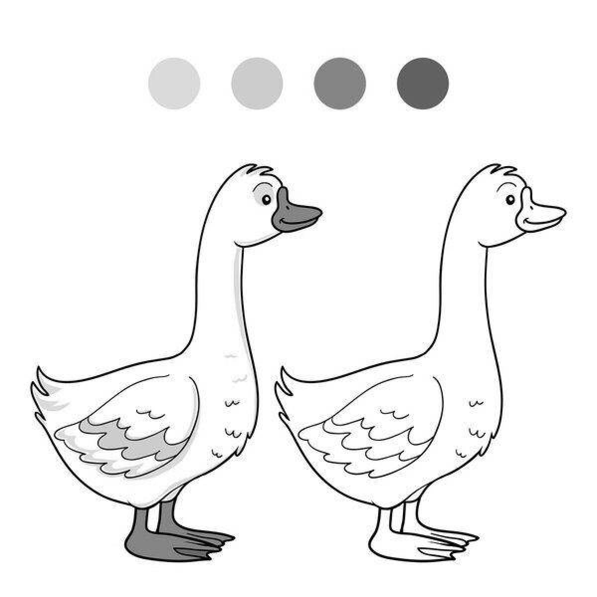 Coloring book fluffy goose