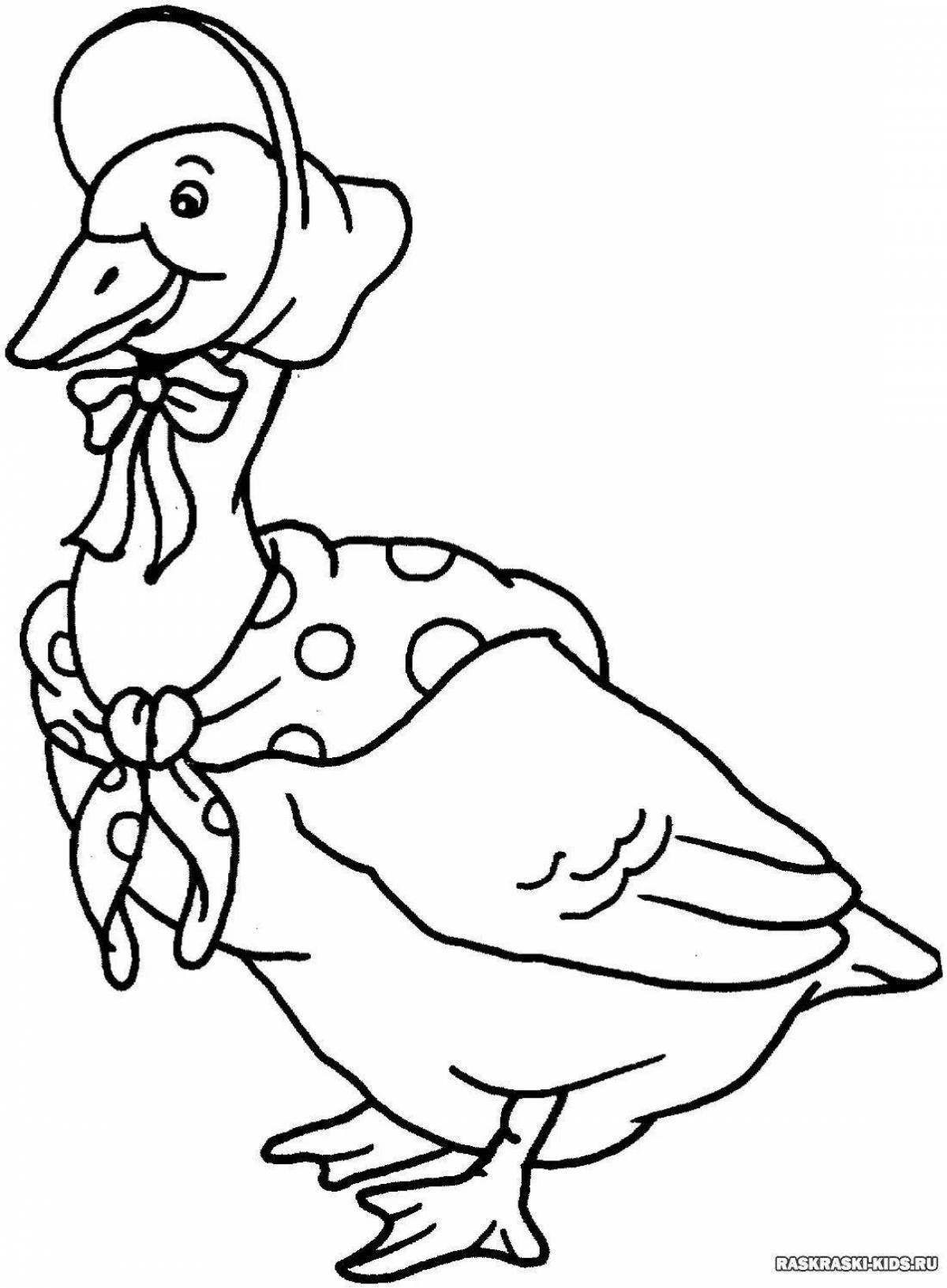 Blissful goose hug coloring page