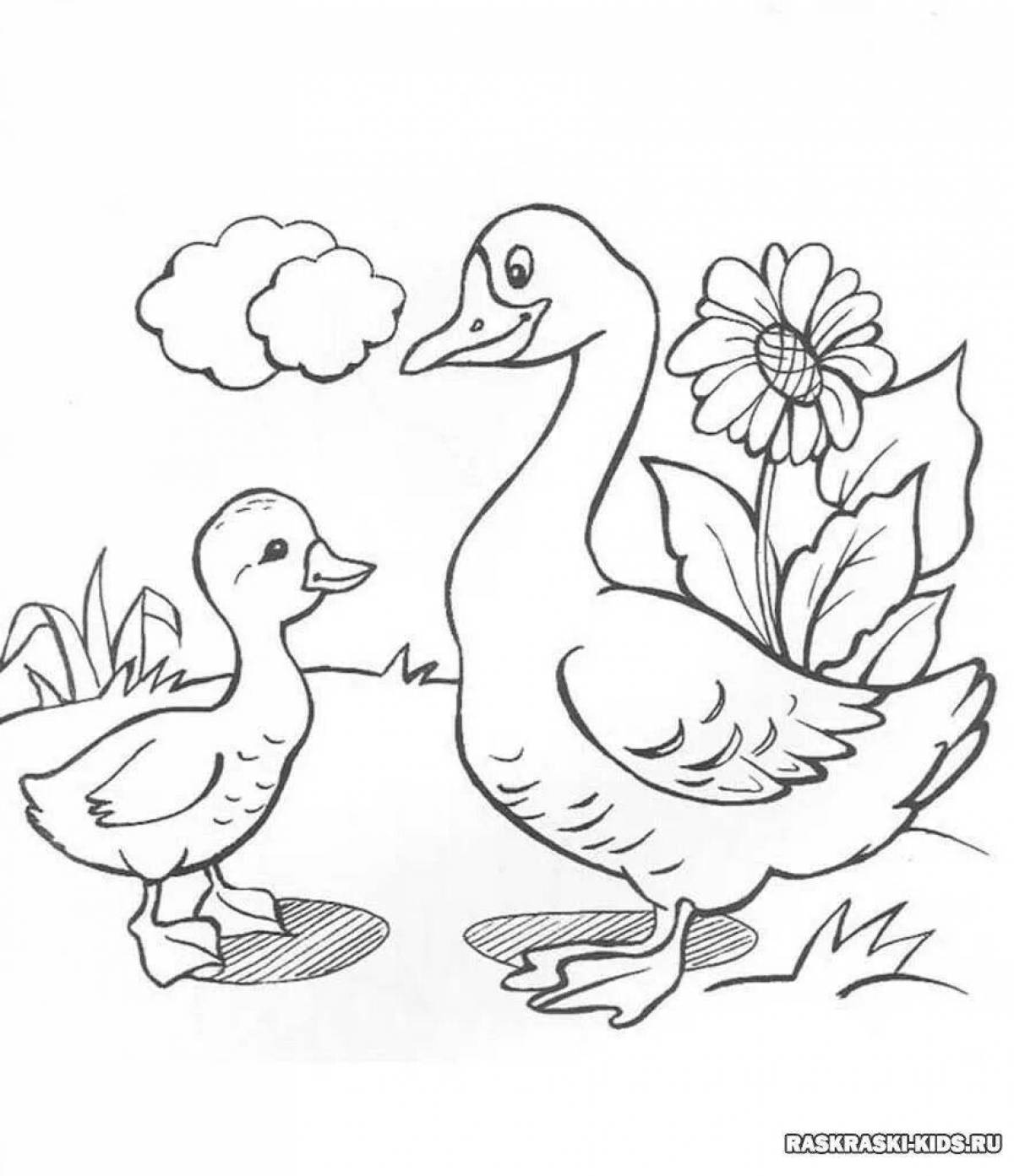 Silly goose hug coloring page