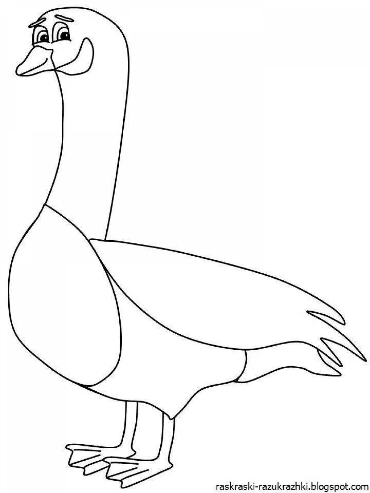 Grinning goose coloring page