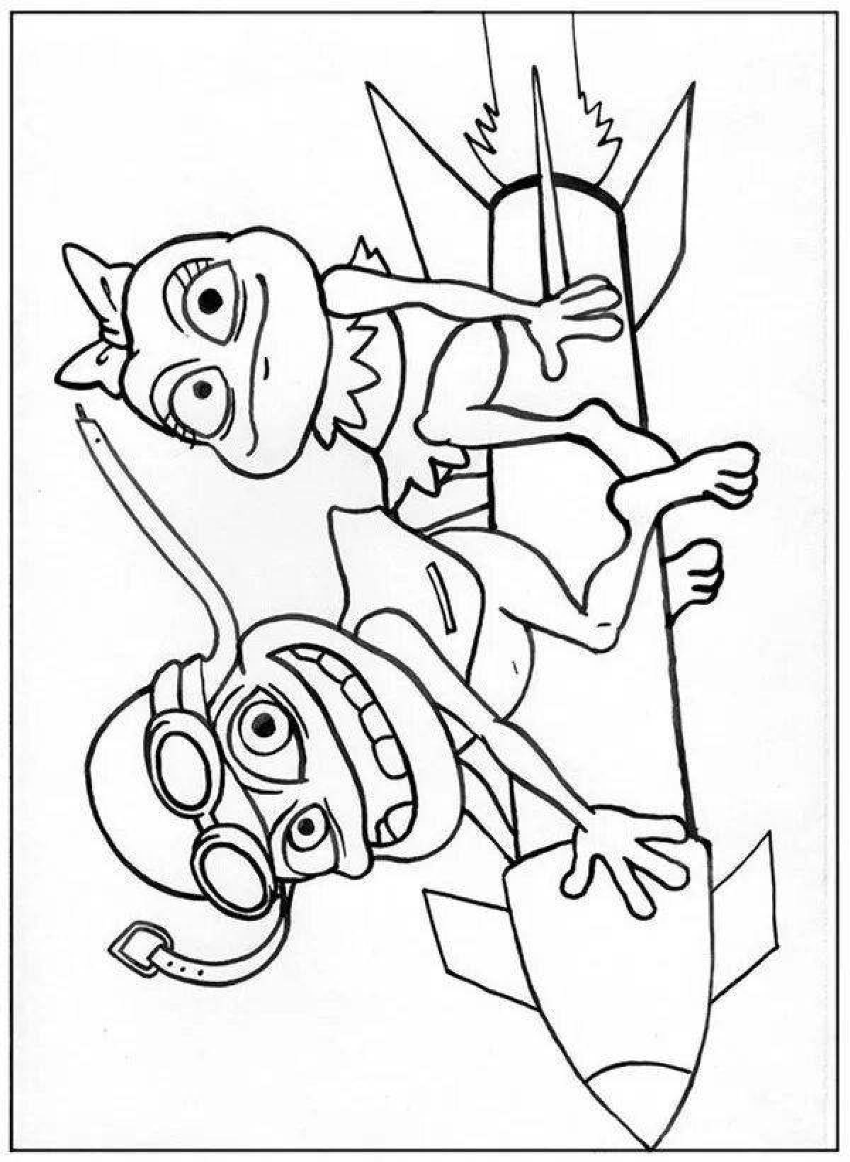 Colorful crazy frog coloring page