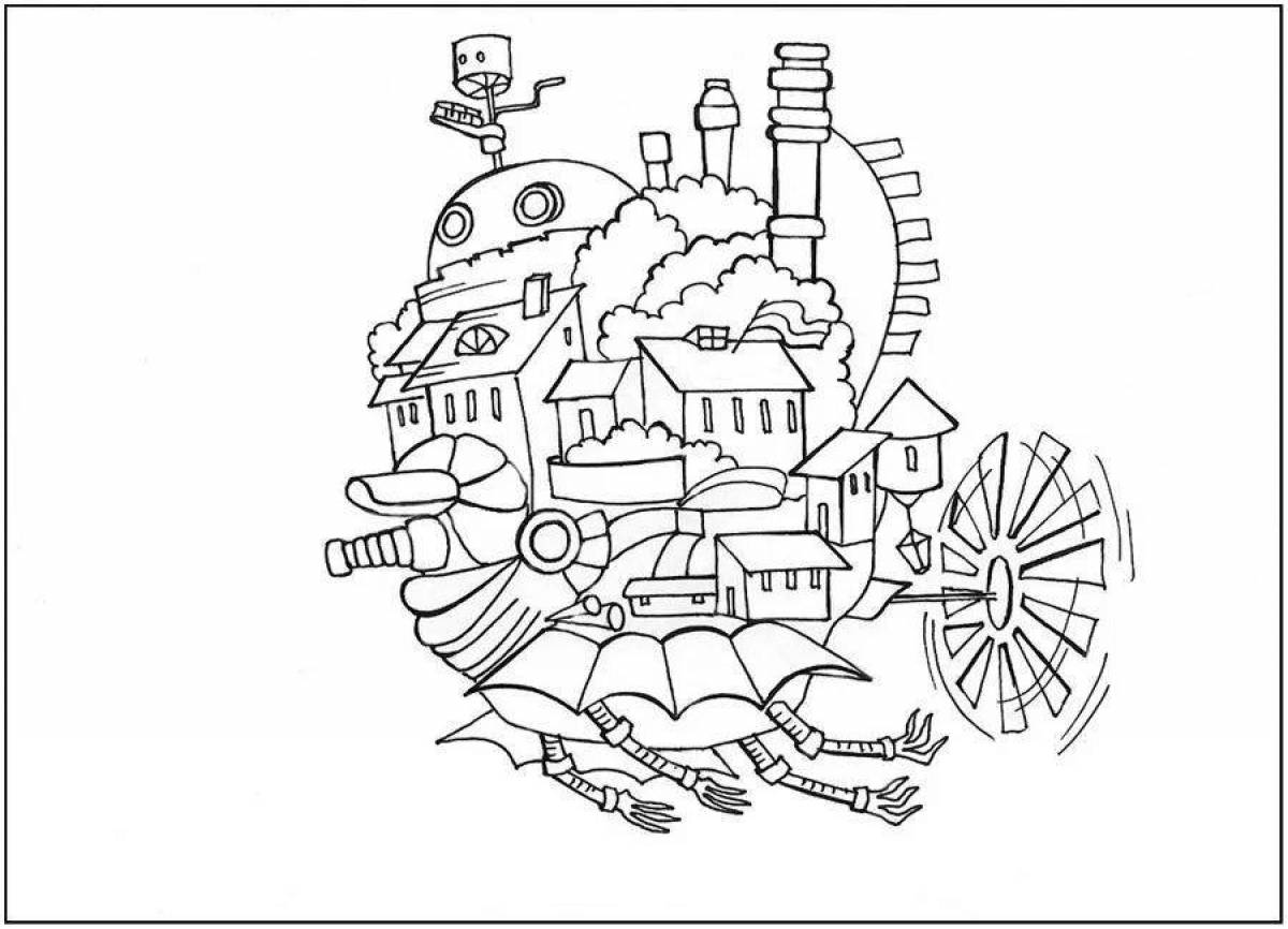 Majestic moving castle coloring page
