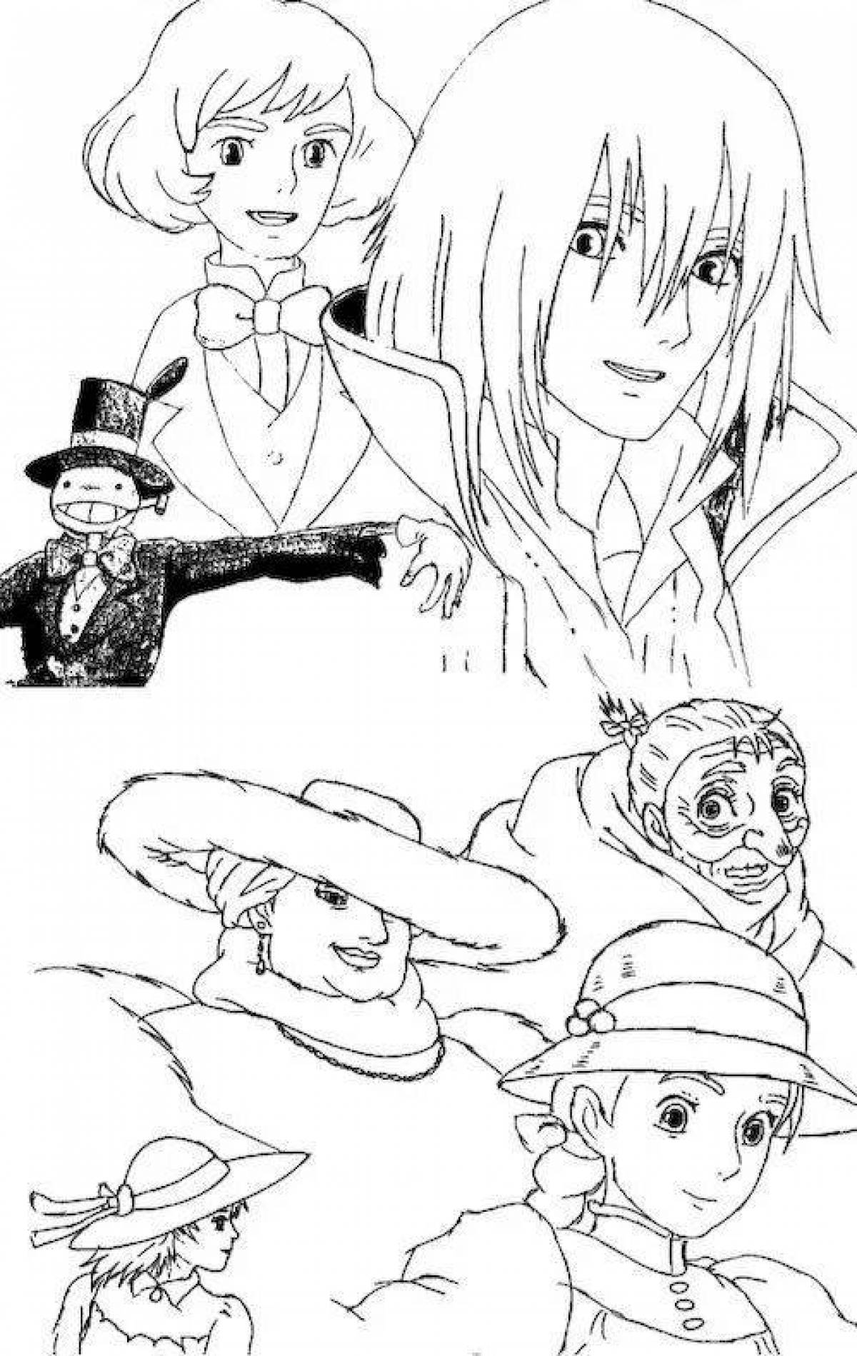 Awesome howl's moving castle coloring page