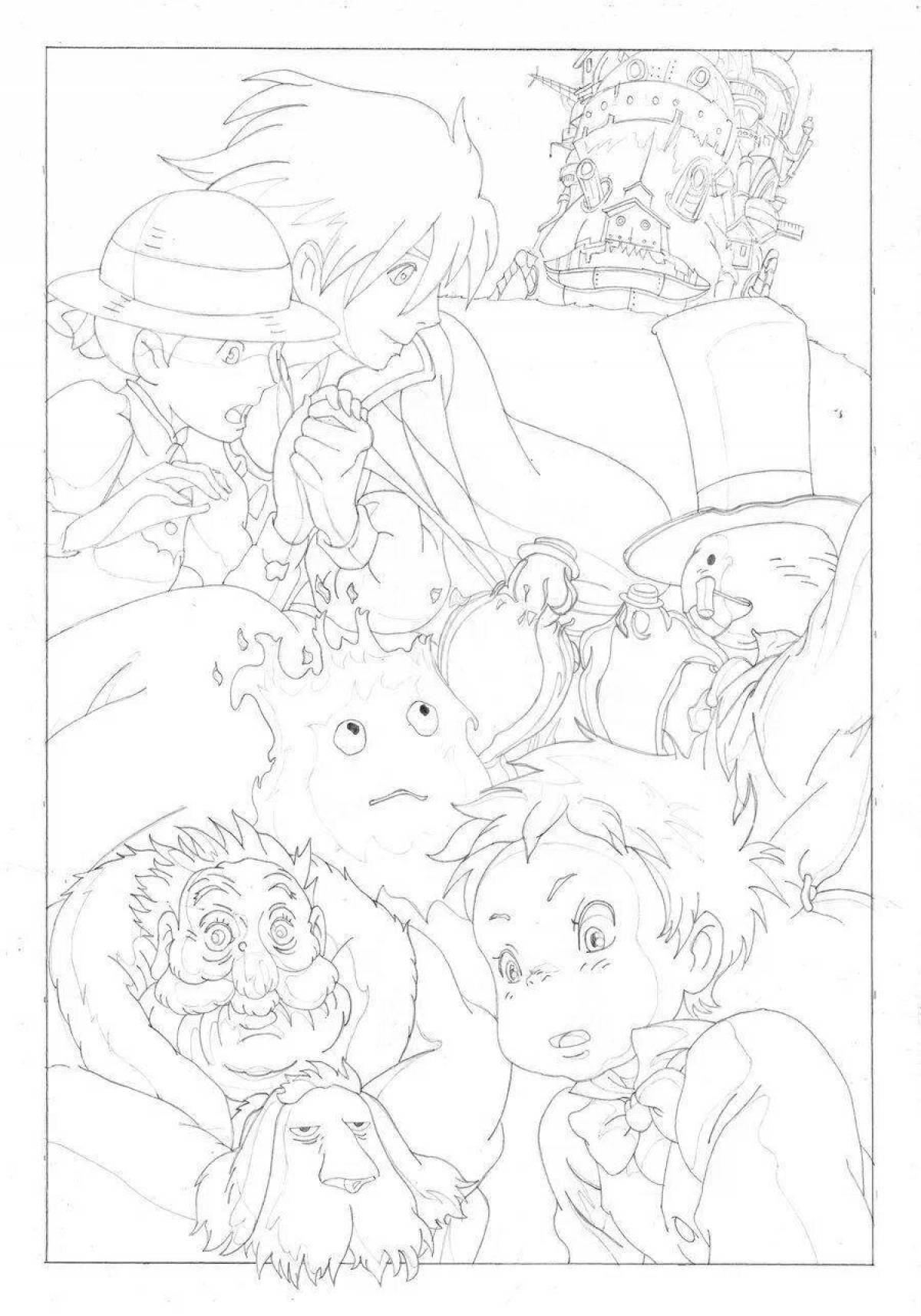 Exquisite moving castle coloring book