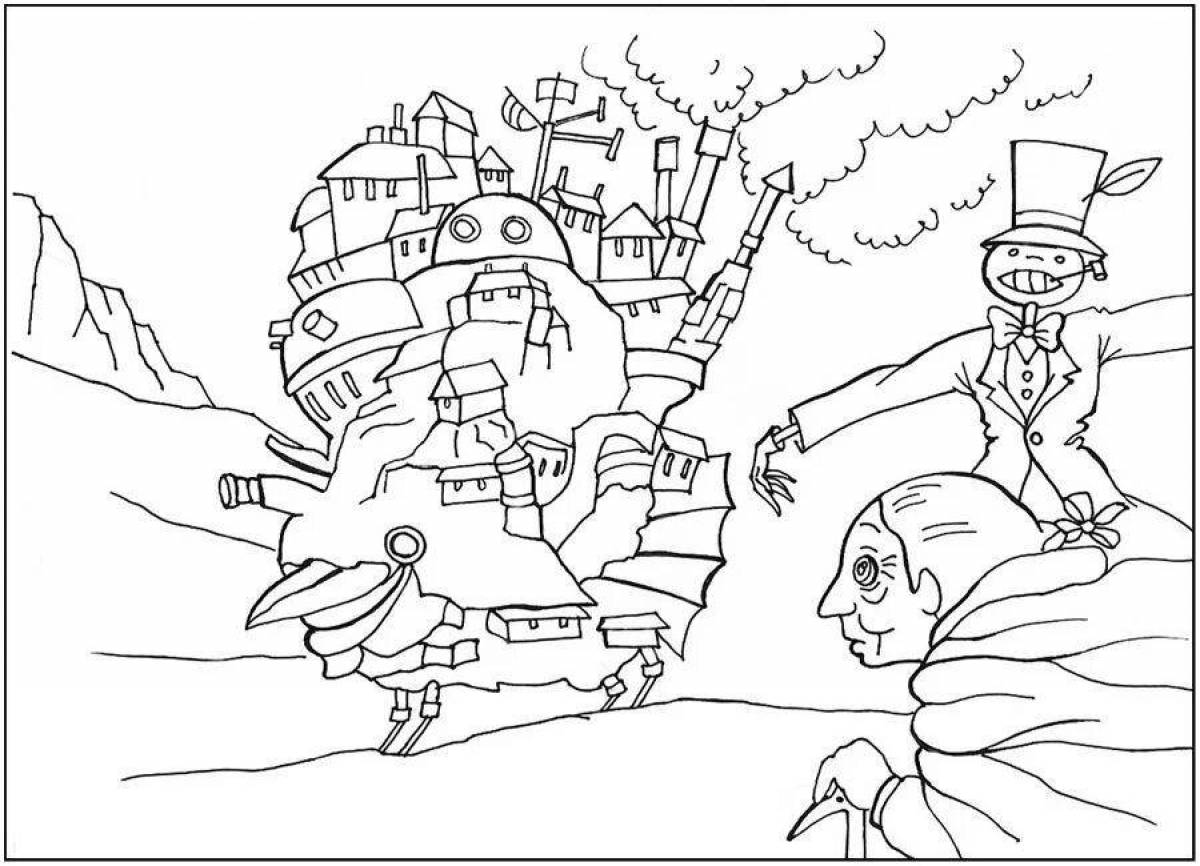 Luxurious moving castle coloring book