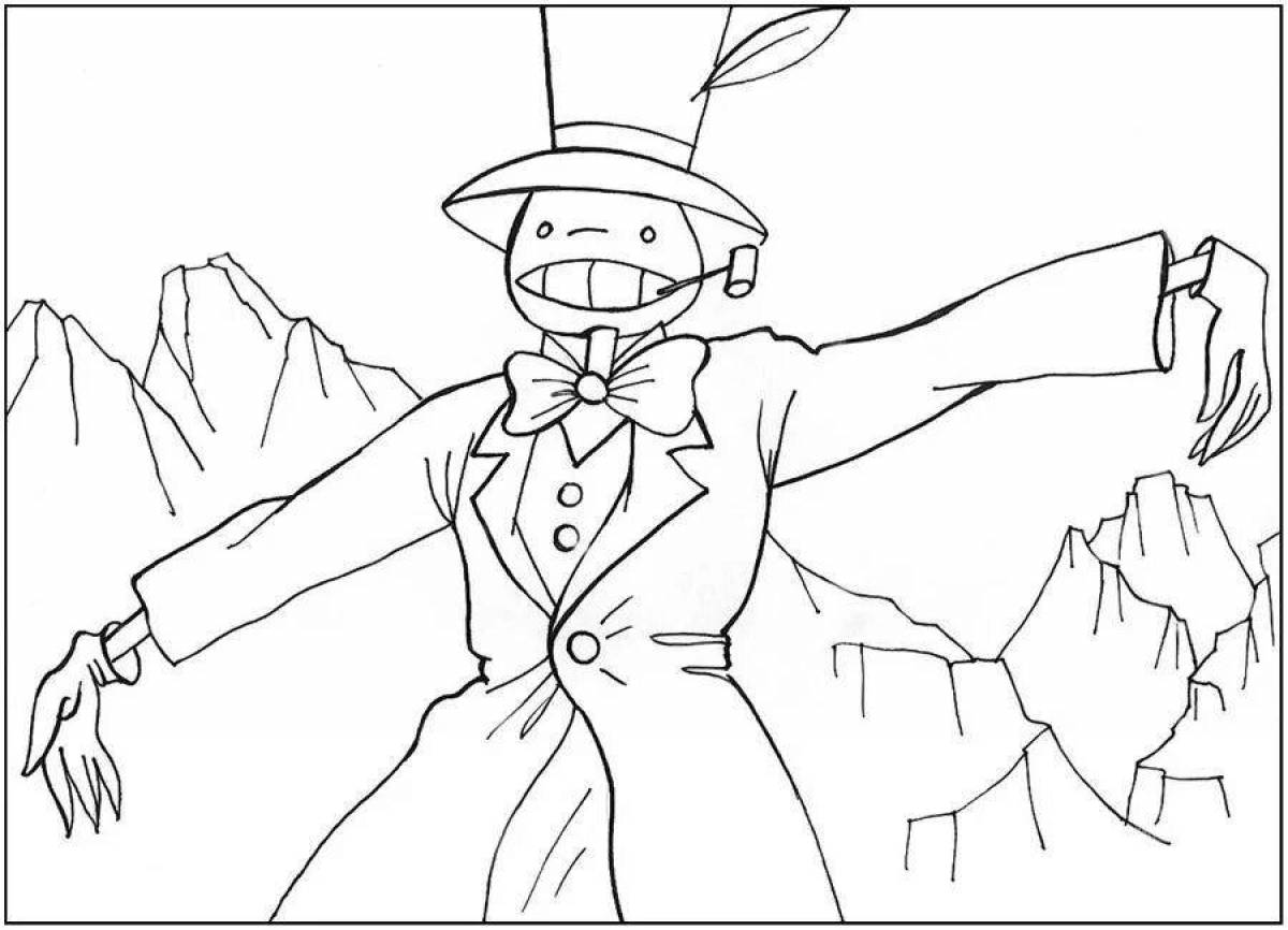Shiny moving castle coloring page