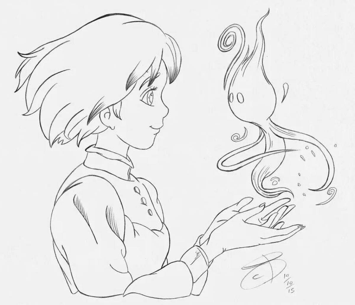 Great moving castle coloring page