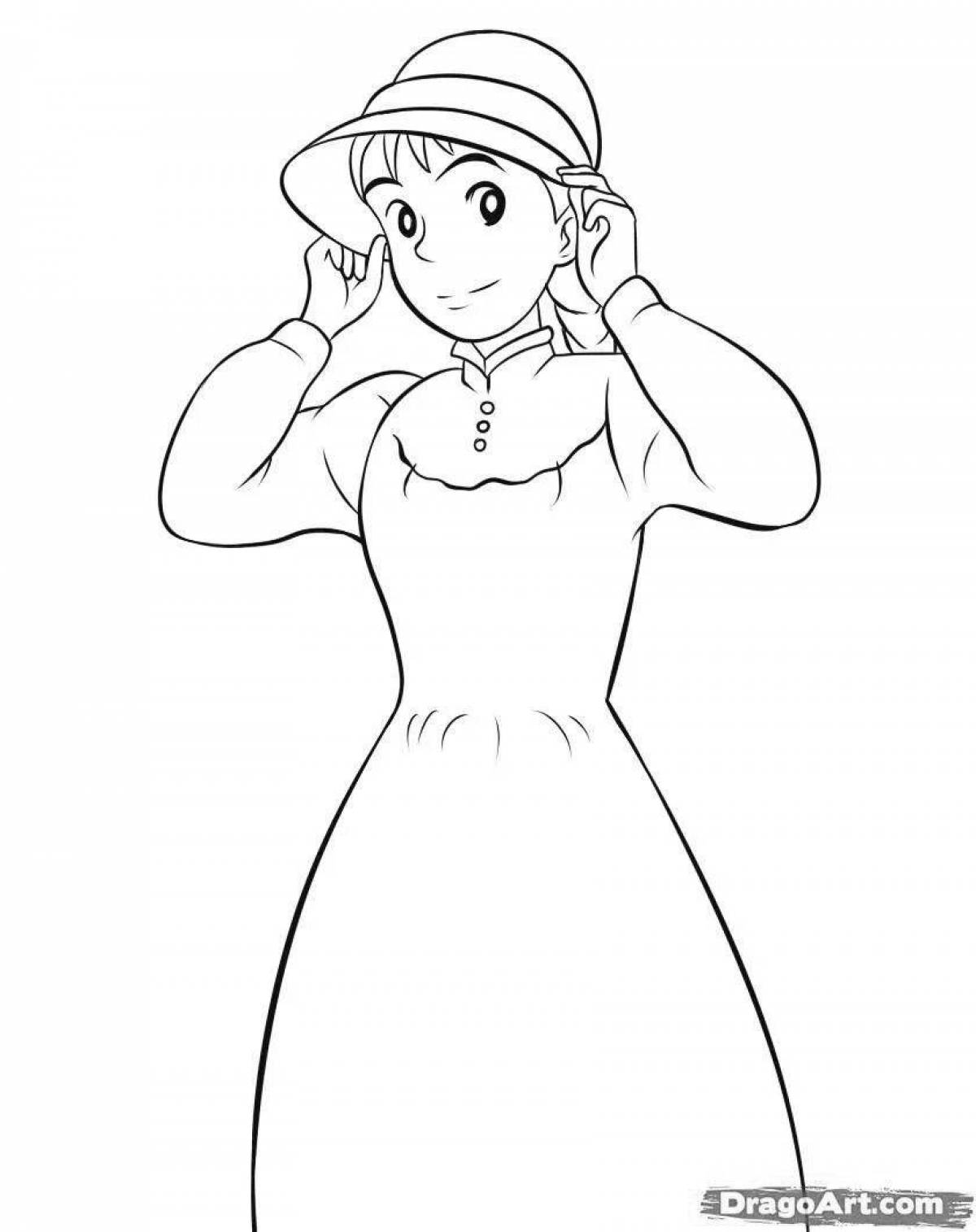 Dazzling moving castle coloring page