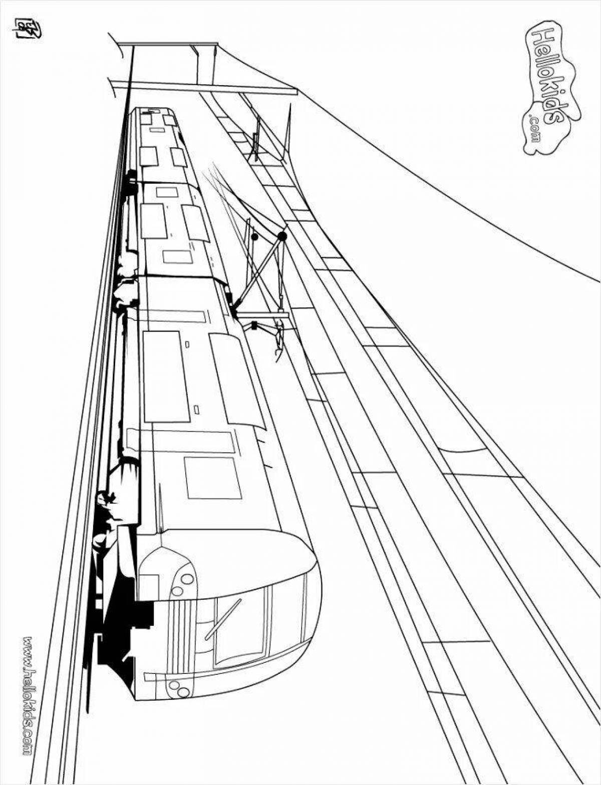 Amazing train coloring page with swallows