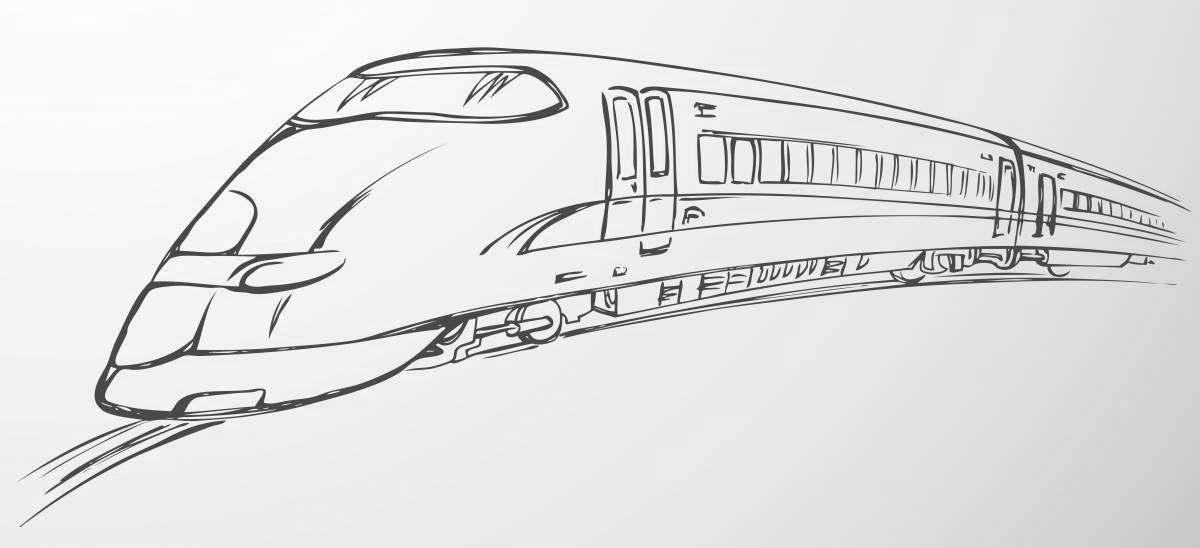 Gorgeous train with swallows coloring page