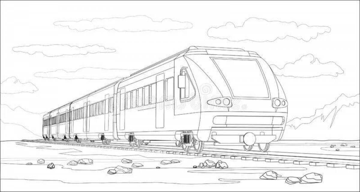Раскраска сказочный поезд с ласточками